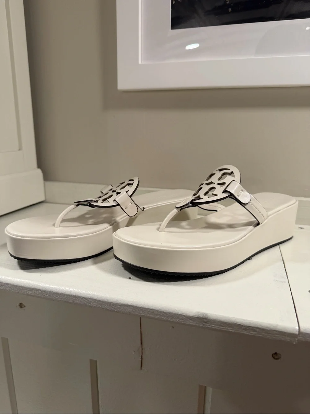 Tory Burch White Miller Platform Sandals